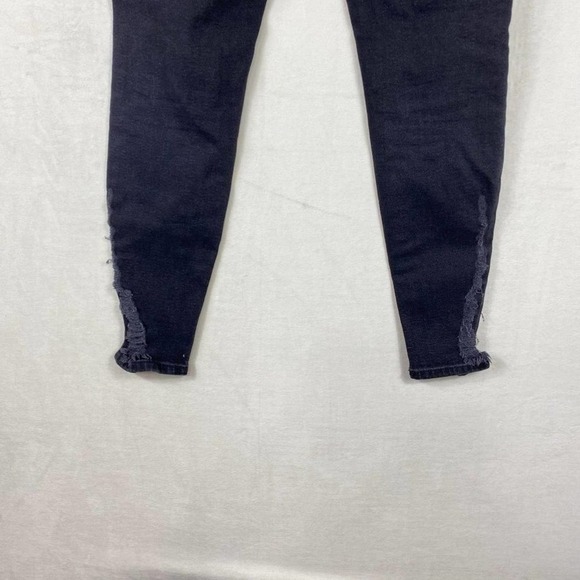 Free People Black Distressed/Ripped/Grunge High Waist Crop Skinny Jeans-26 - Picture 6 of 9